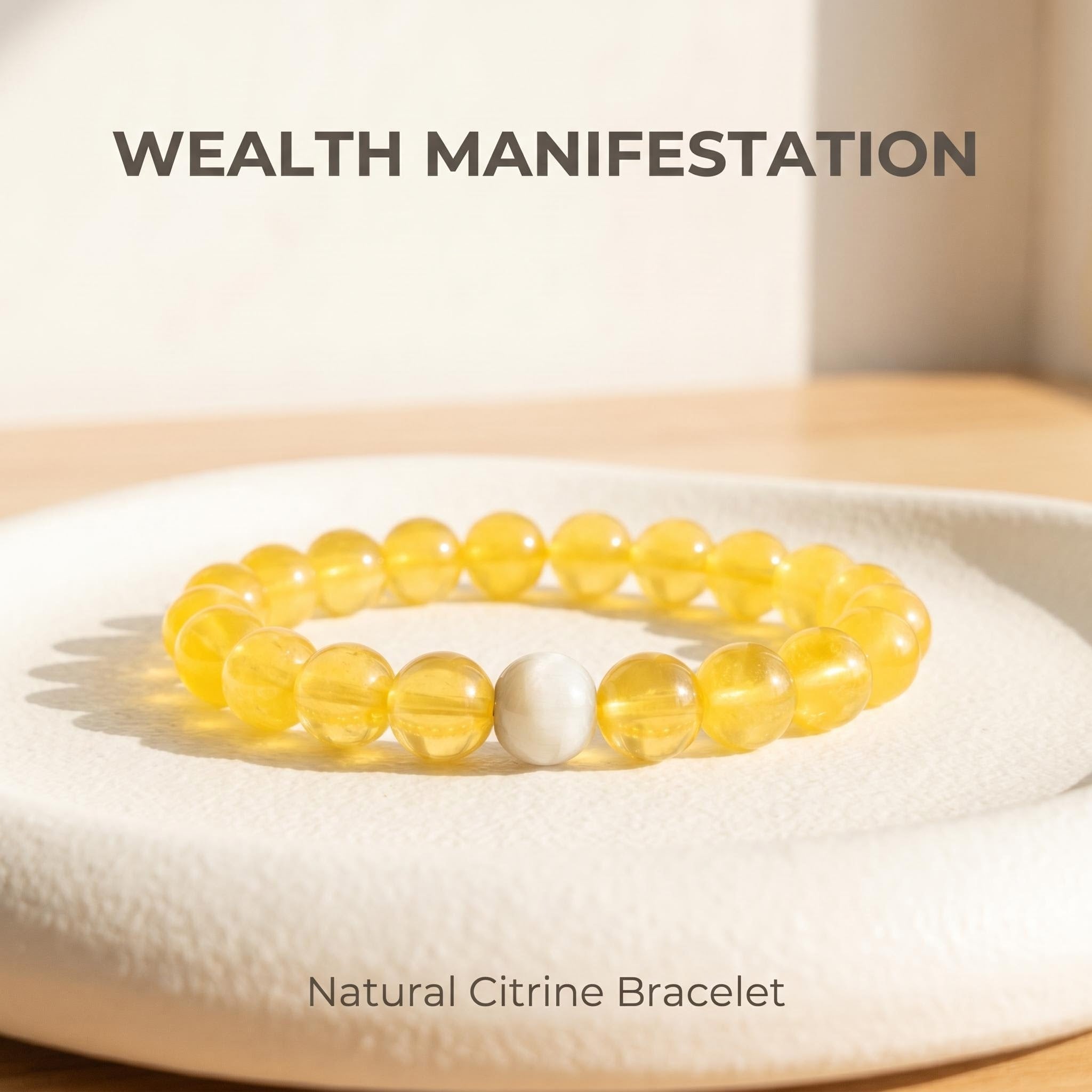 Citrine Wealth Bracelet, Yellow Chalcedony Energy Beads with NFC