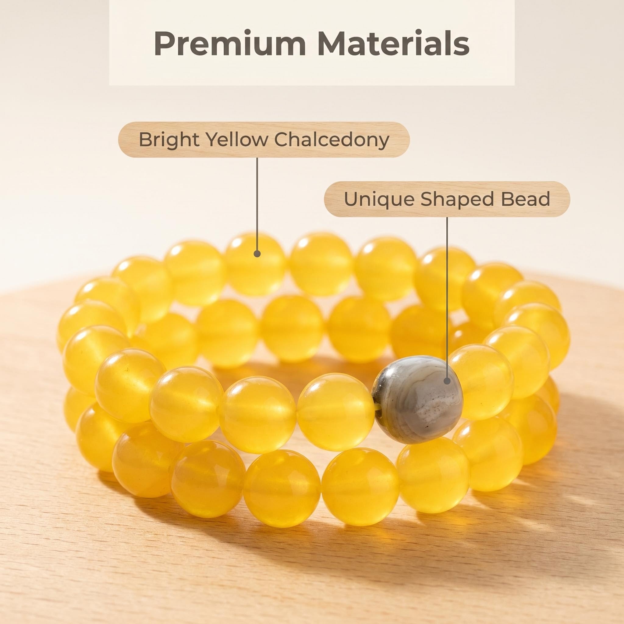 Citrine Wealth Bracelet, Yellow Chalcedony Energy Beads with NFC