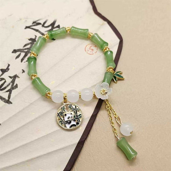 Aventurine Bamboo Panda Bracelet | Buddhist Feng Shui Wealth & Blessing Talisman, Zen-inspired Daily Wear Gift