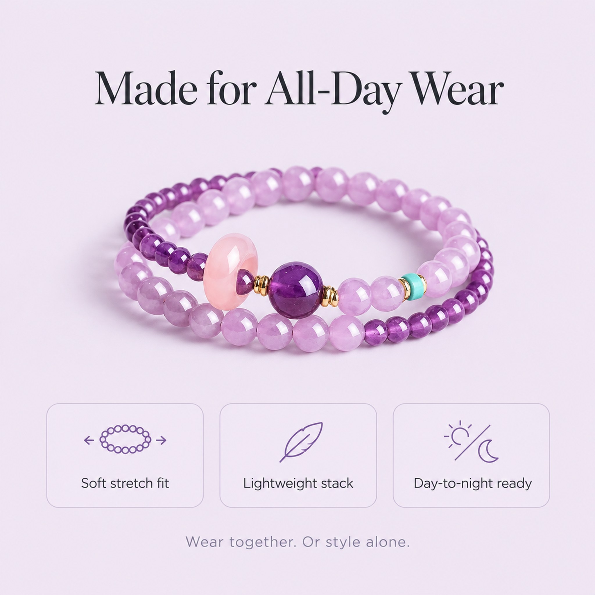 Lavender Double-Wrap Bracelet — image 1