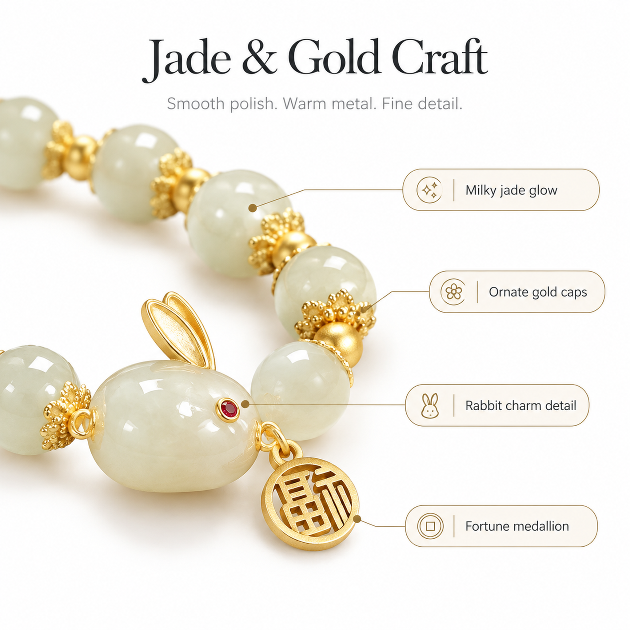 Jade-Look Rabbit Bracelet — image 7