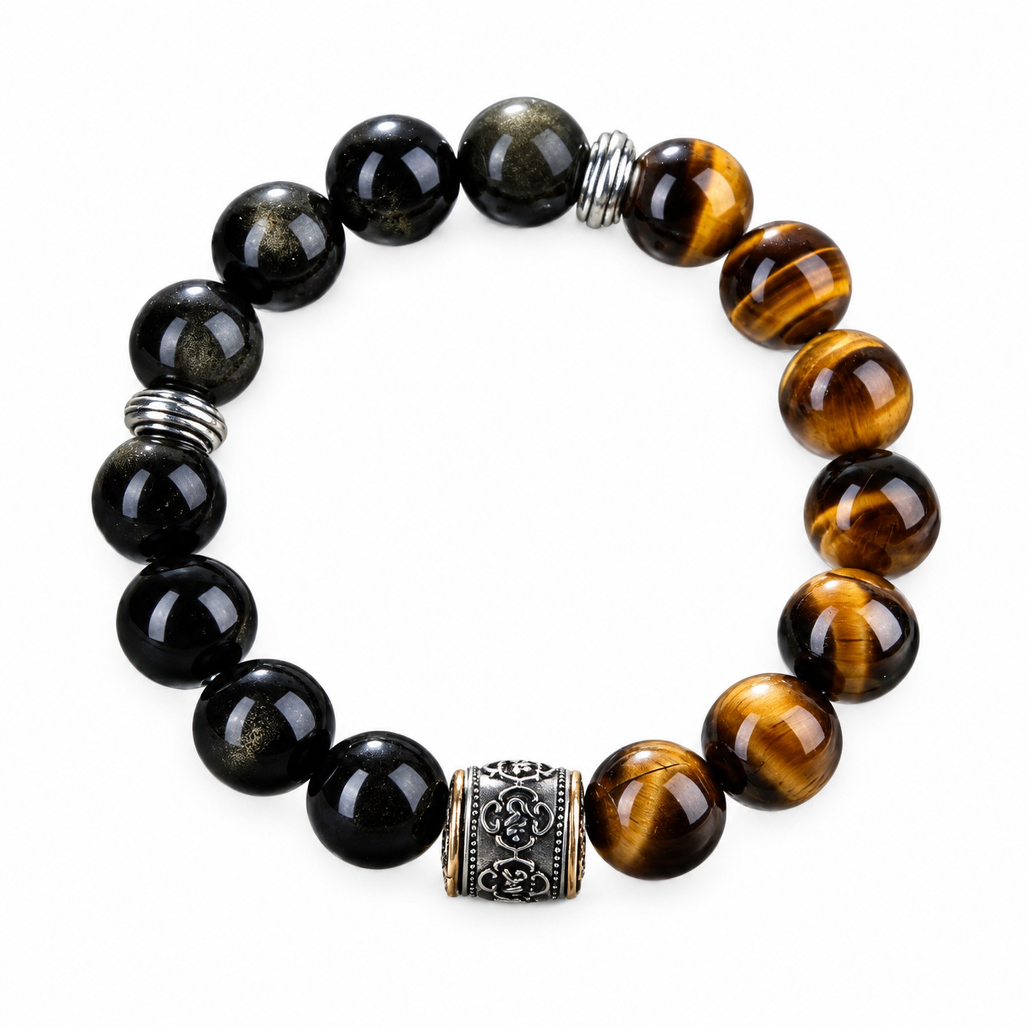Tiger Eye & Sheen Obsidian Bracelet