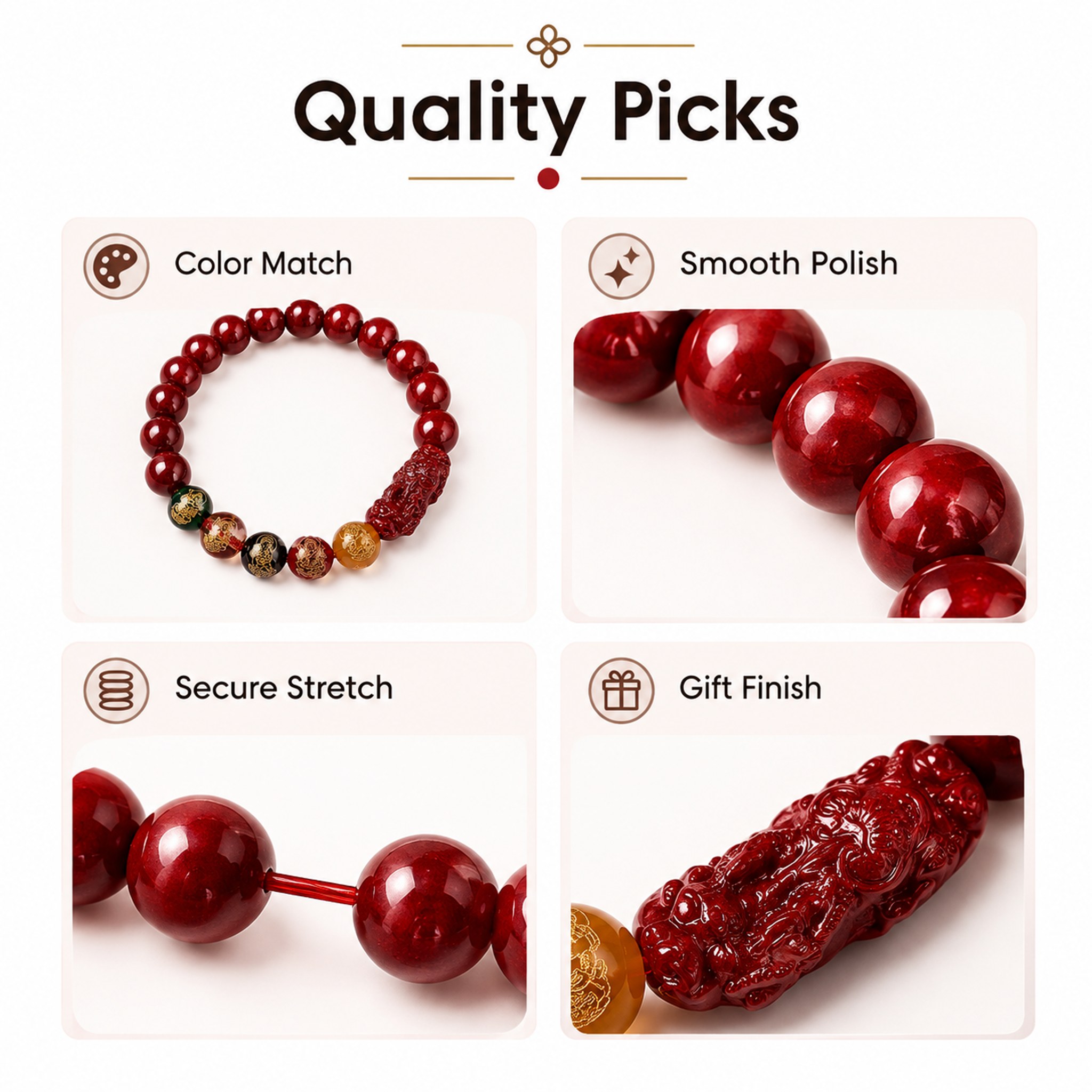 Five Wealth Gods Cinnabar-Look Bracelet — image 9