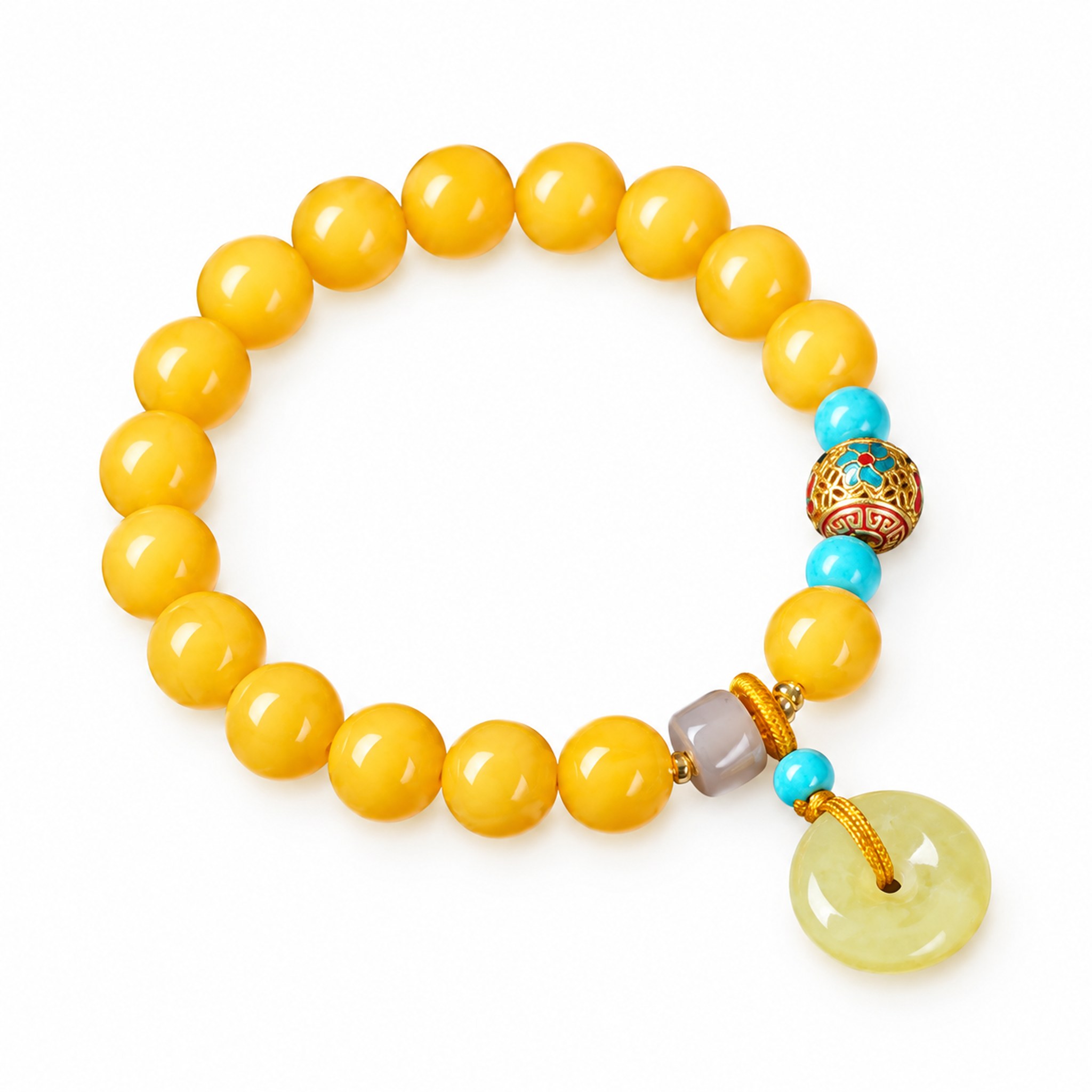 Honey Amber Peace Buckle Bracelet