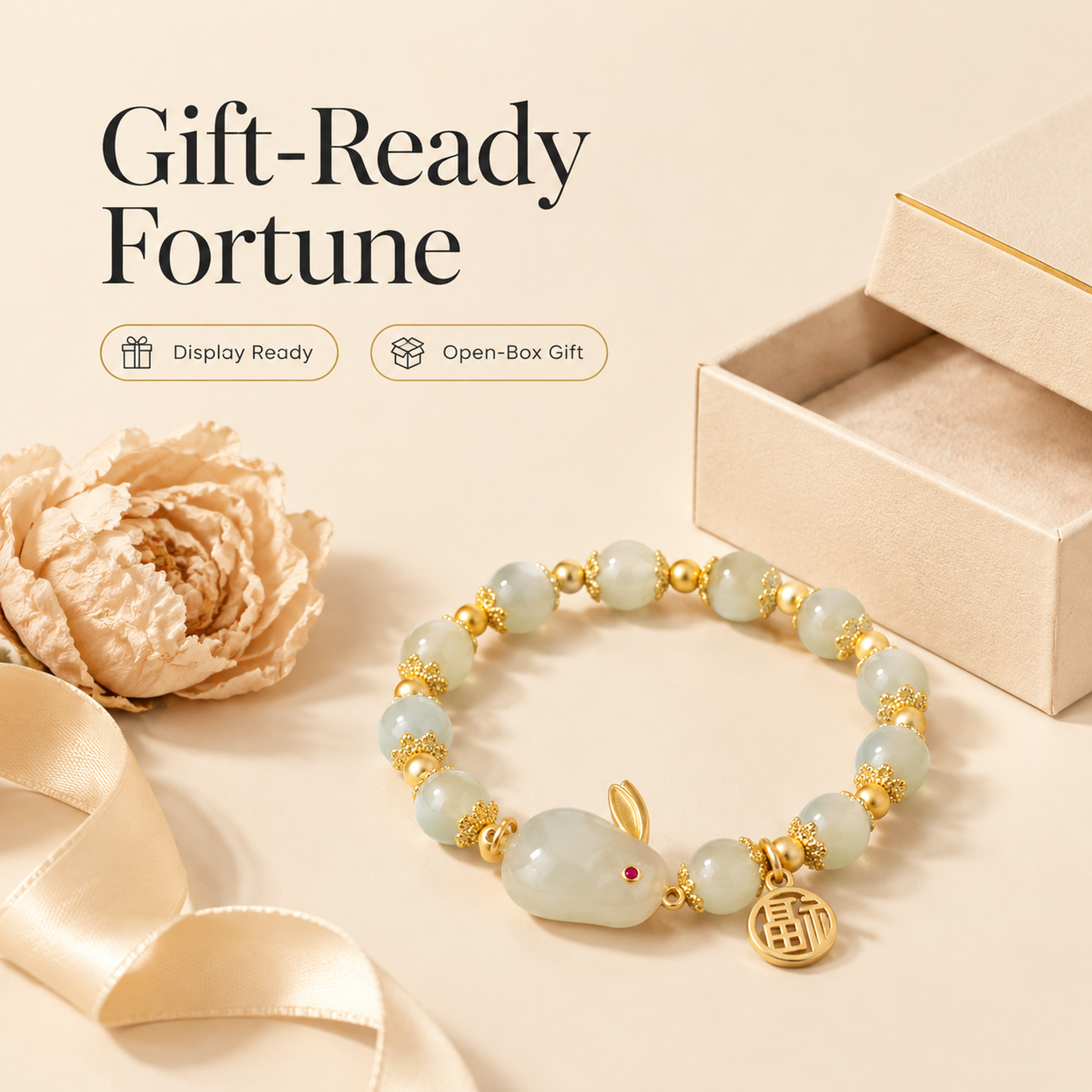 Jade-Look Rabbit Bracelet — image 5