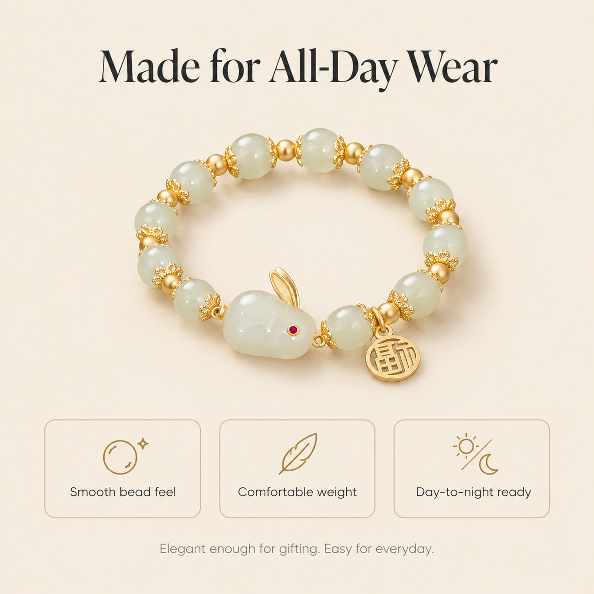 Jade-Look Rabbit Bracelet — image 8