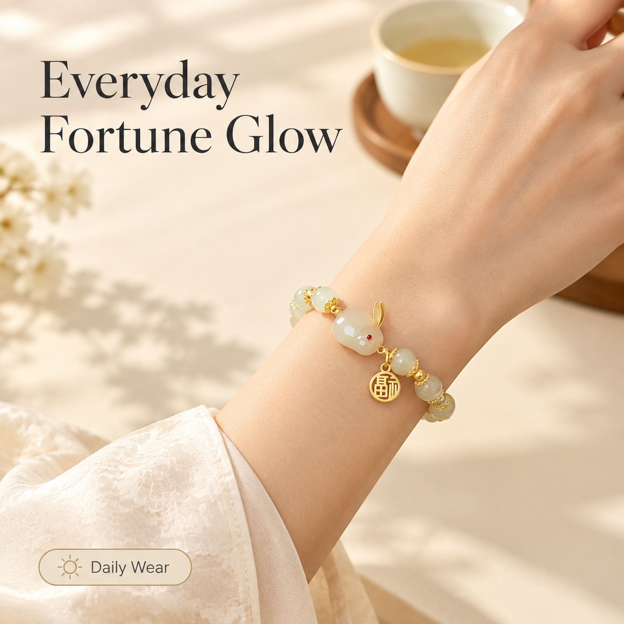 Jade-Look Rabbit Bracelet — image 4