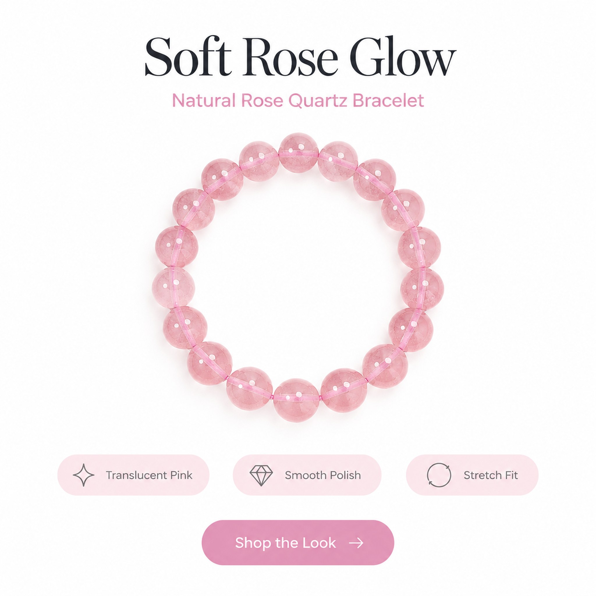 Blush Rose Quartz-Look Bracelet
