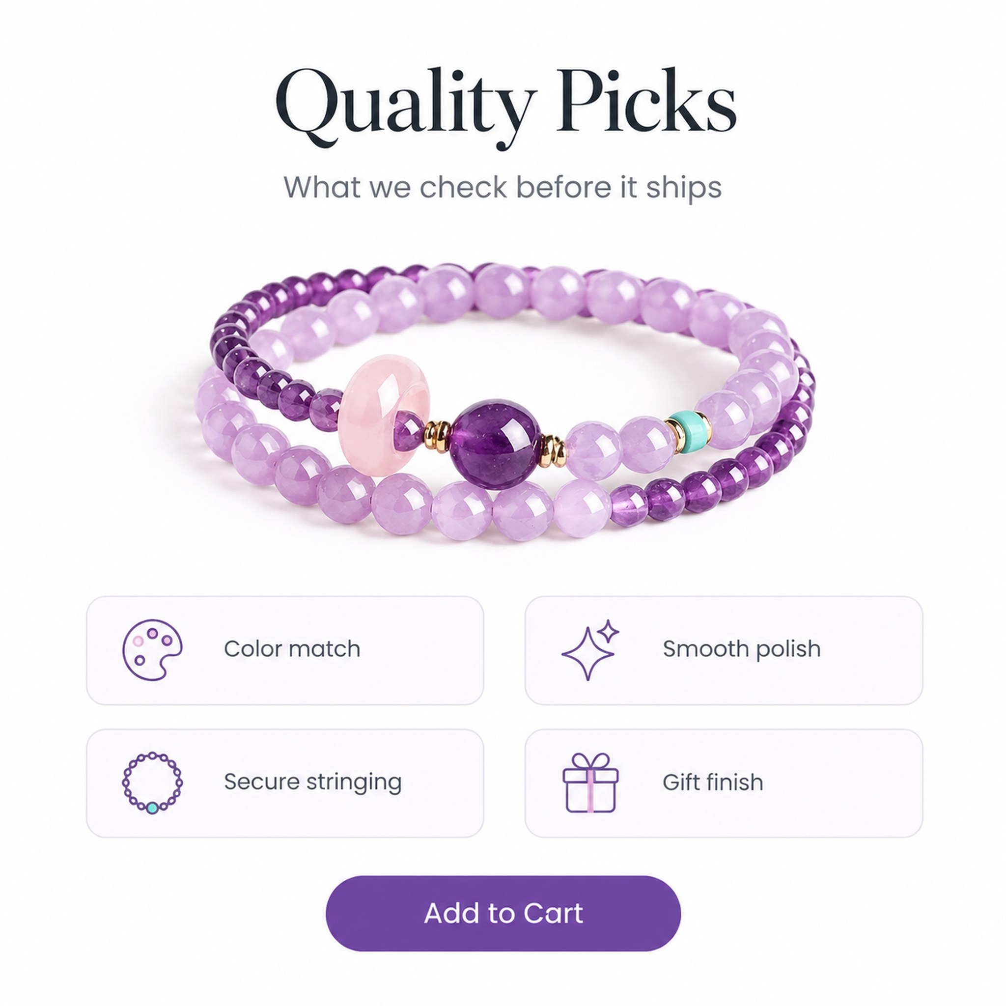 Lavender Double-Wrap Bracelet — image 3