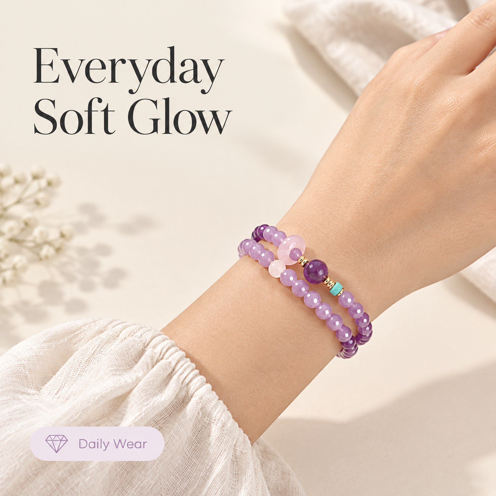 Lavender Double-Wrap Bracelet — image 4